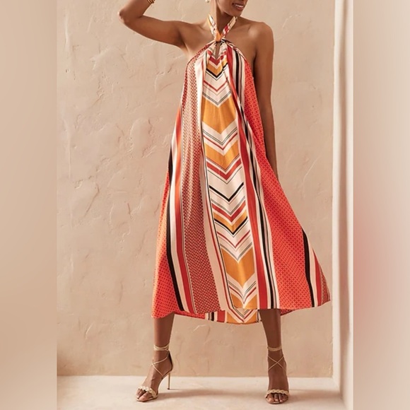 Banana Republic Dresses & Skirts - Banana Republic Factory Multicolor Twist-Neck Midi Dress Size Medium NWT